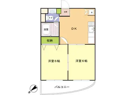 ヴィラ セントラル(2DK/3階)の間取り写真