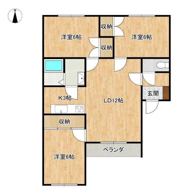 リトルフラッツ1ST(3LDK/2階)の間取り写真