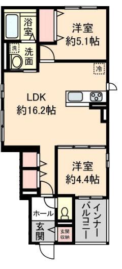MAISON DE LOULOU(2LDK/1階)の間取り写真