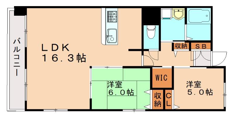 ウィズピュア・あのお(2LDK/4階)の間取り写真