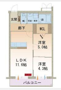 メゾンカモミールTOKI(2LDK/3階)の間取り写真