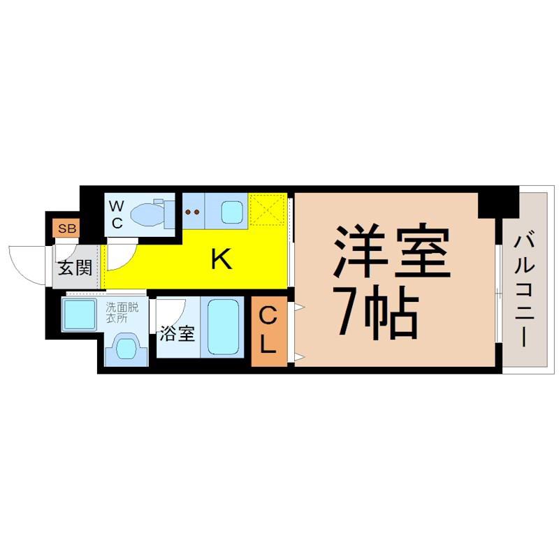 レジデンス東別院スクエアII(1K/4階)の間取り写真