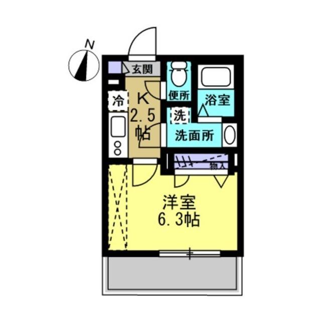 ヴィエレ シャーメゾン(1K/2階)の間取り写真