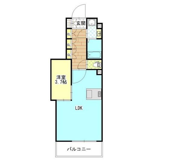 アルティザ東島田(1LDK/4階)の間取り写真