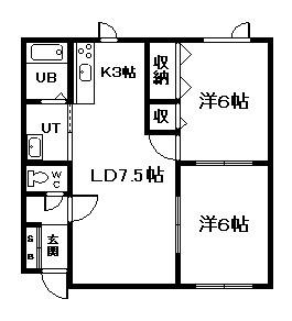 PALACE豊岡(2LDK/2階)の間取り写真