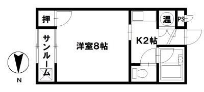 アイビーハイツ(1K/2階)の間取り写真