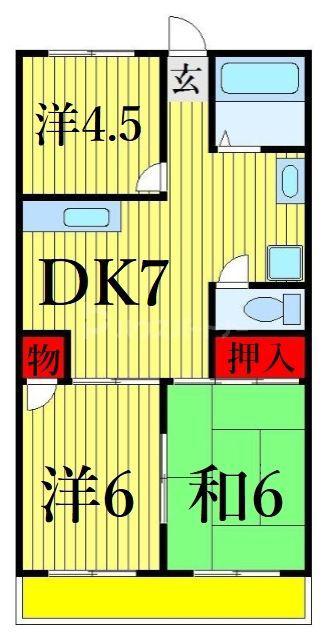 メゾン細田(3DK/3階)の間取り写真