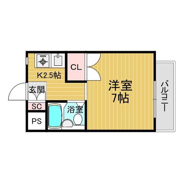 アユミマンション(1K/4階)の間取り写真