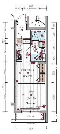 ミライズ東京イーストレジデンス(1DK/2階)の間取り写真
