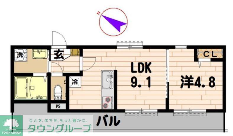 ブルーライン 上永谷駅 徒歩5分 3階建 築4年(1LDK/1階)の間取り写真