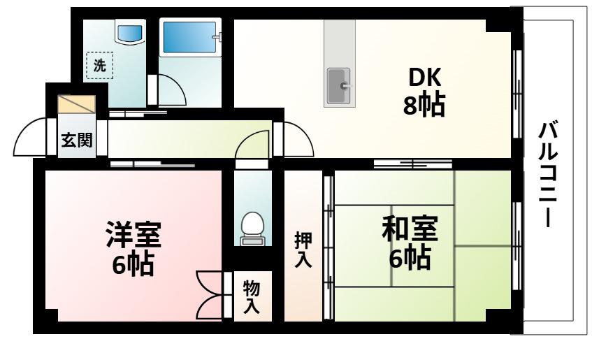サン春日第2マンション(2LDK/2階)の間取り写真