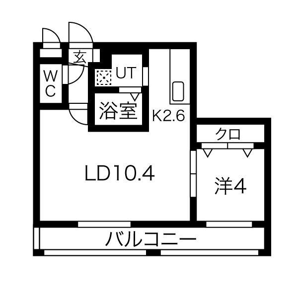 ライトベル北27帖(1LDK/4階)の間取り写真