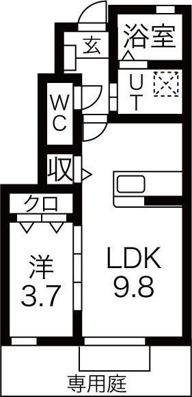 BROOKLYN(1LDK/1階)の間取り写真