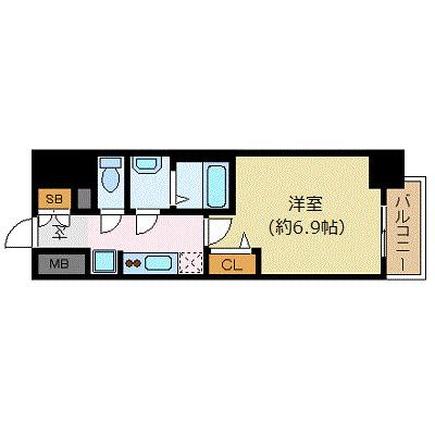 プレサンス丸の内アデル(1K/8階)の間取り写真