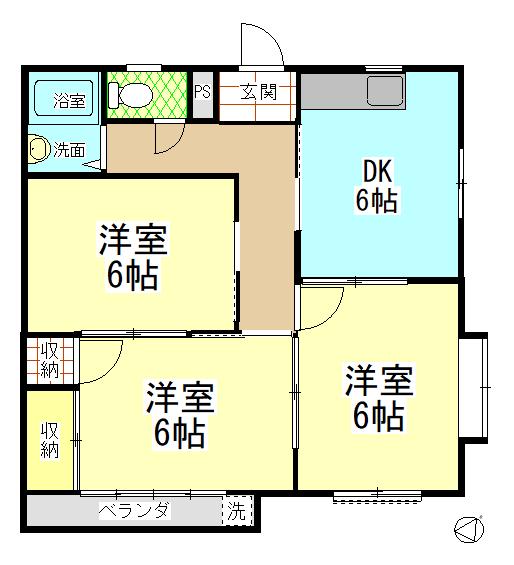 椚田東マンション(3DK/1階)の間取り写真