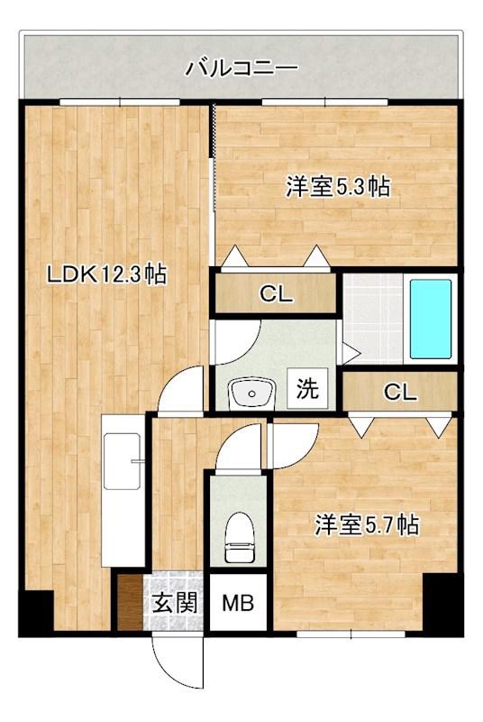 LEBENSGLUCK(2LDK/5階)の間取り写真