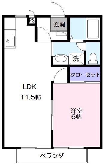 プリモ野島(1LDK/2階)の間取り写真