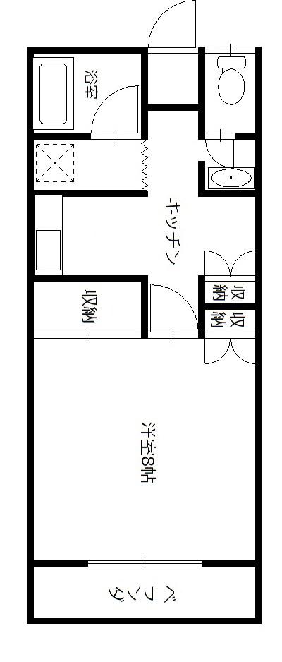 宮城屋ハイツ(1K/2階)の間取り写真