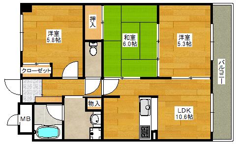 ハイネスオーミ(3LDK/5階)の間取り写真