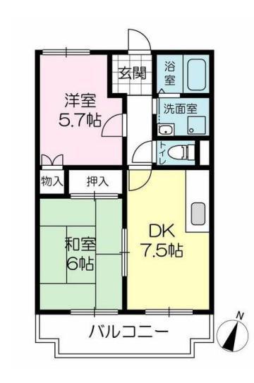 エクレール(2DK/3階)の間取り写真