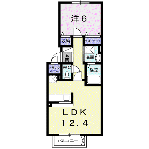 エレガンス(1LDK/1階)の間取り写真