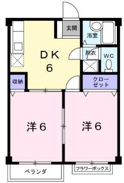 エルディム明日香(2DK/1階)の間取り写真