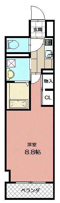 THE SQUARE・CLUB RESIDENCE(1K/2階)の間取り写真