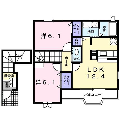 セピアコートSA(2LDK/2階)の間取り写真