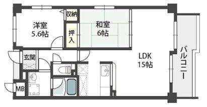 デイグラン茨木(2LDK/3階)の間取り写真