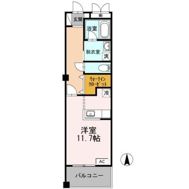 クレストE(ワンルーム/2階)の間取り写真