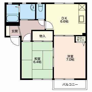サンハイムヤマトIII(2DK/1階)の間取り写真