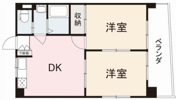サンフレール(2DK/4階)の間取り写真