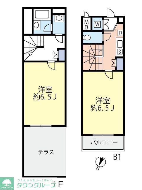 ルーブル中野富士見町伍番館(2K/1階)の間取り写真