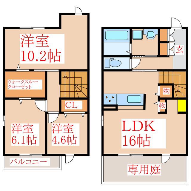 AVENIR笹貫II(3LDK/1階)の間取り写真
