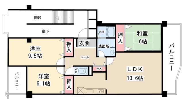 阪急池田伏尾台セラージュ(3LDK/7階)の間取り写真
