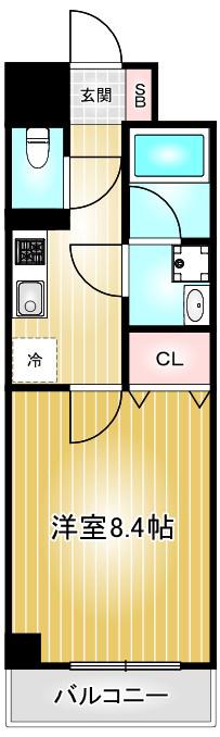 ECRIN 上前津(1K/4階)の間取り写真