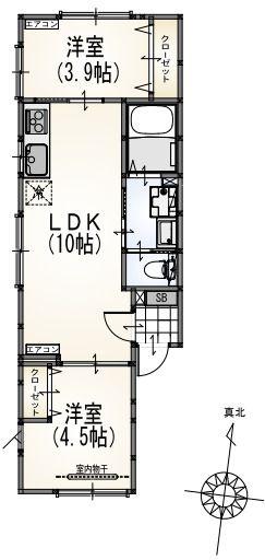 サンライズ成瀬A棟(2LDK/1階)の間取り写真