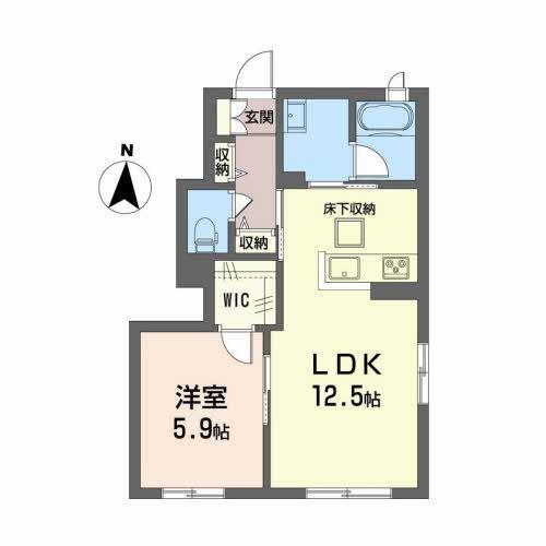 シャーメゾン上河原西 B棟(1LDK/1階)の間取り写真