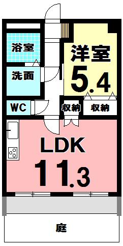 フェザント(1LDK/2階)の間取り写真