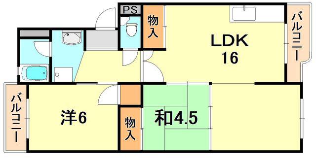 グリーンヒル名谷(2LDK/3階)の間取り写真