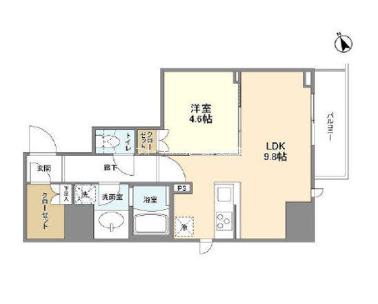 シェフルール新御徒町II(1LDK/10階)の間取り写真