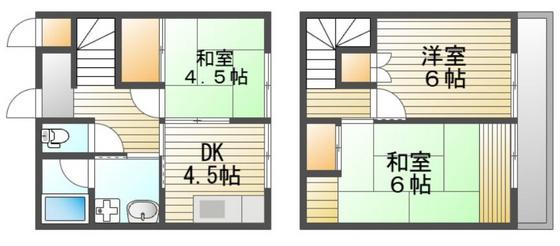 エーデルライス A棟(3DK/1階)の間取り写真