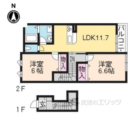 ファインビューヒルズ(2LDK/2階)の間取り写真