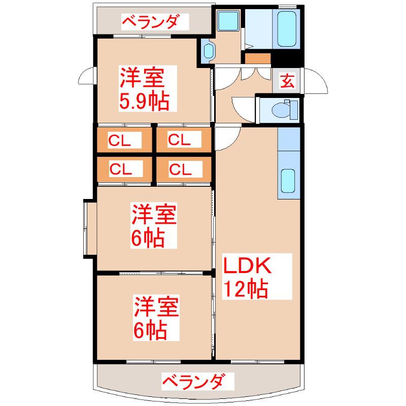 リバーサイド・A(3LDK/2階)の間取り写真