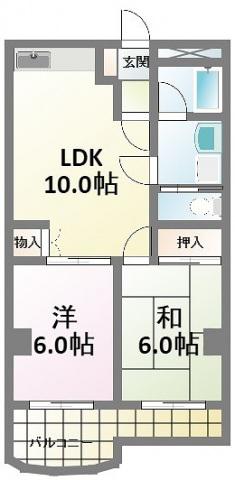 メゾン尾道(2LDK/3階)の間取り写真