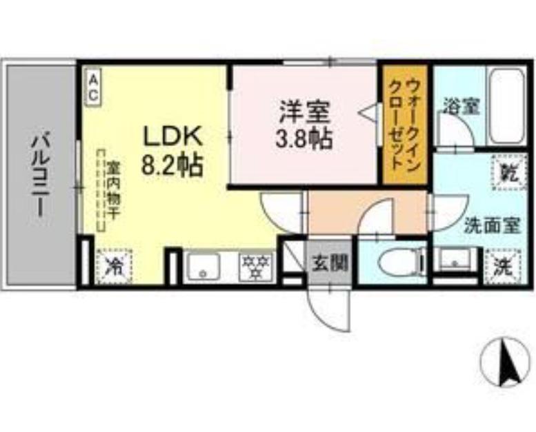 ノクターン内山(1LDK/3階)の間取り写真