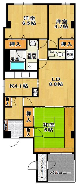サンフィールズ朝日(3LDK/1階)の間取り写真