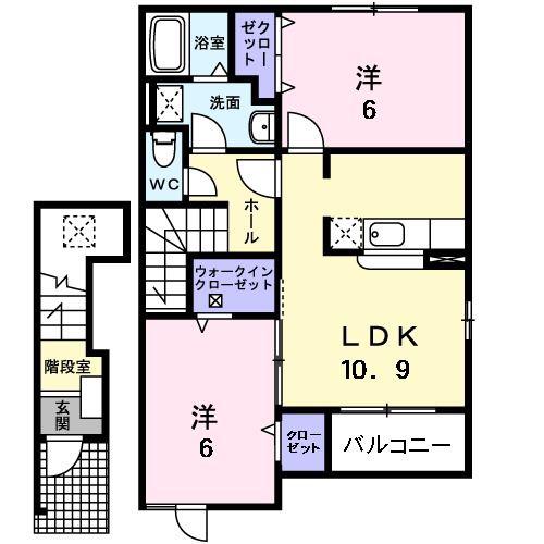アーバン エル C(2LDK/2階)の間取り写真