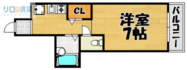 ディアコート川西弐番館(1K/4階)の間取り写真
