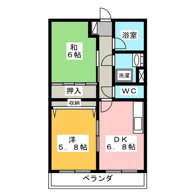 アーバンハイツ利平治(2DK/4階)の間取り写真